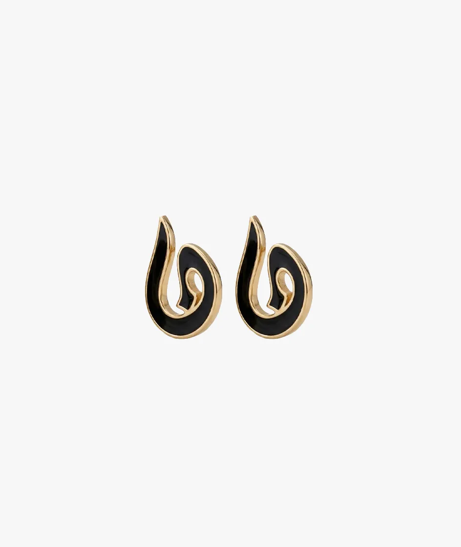 Arabic Initial Earrings with Enamel